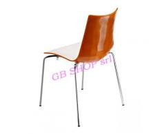 Gbshop - SEDIA ZEBRA BICOLORE confezione da 4 pezzi Bianco + arancio/ gambe acciaio cromato