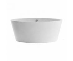 Vasca free standing 72x159 cm in marmoresina bianco lucido ovale con troppo pieno