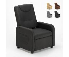 Poltrona Relax Reclinabile con Poggiapiedi in Tessuto ANNA Design | Colore: Nero
