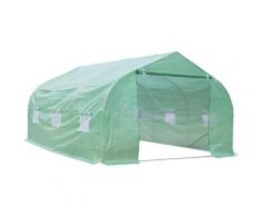 Outsunny Serra da Giardino con Tetto Spiovente in PE e Tubi d'Acciaio, Verde Scuro, 4.5x3x2m