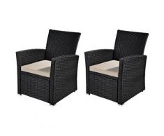 2xGarden Poltrona Rattan Mobili da giardino Balcone Seduta Poltrona Rattan Nero