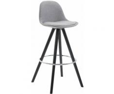 Sgabello Franklin in tessuto gambe tonde Grigio Nero (rovere)