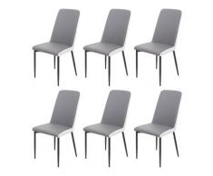 Set 6x sedie sala da pranzo design moderno HWC-F26 ecopelle grigio