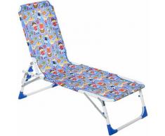 Outsunny Sedia Sdraio per Bambini Pieghevole in Metallo e Poliestere Azzurro Fantasia