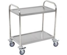 Carrello Portavivande da Cucina 2 Ripiani in Acciaio Inox 71x41x81cm - Homcom