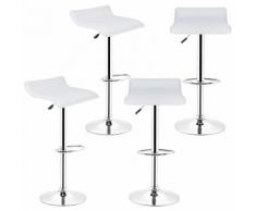 Set di 4 sgabelli da bar in similpelle bianca e metallo cromato Sedia da bar in stile europeo per