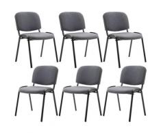 Set 6x Sedie Ufficio Ken In Tessuto Grigio