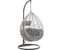 Poltrona sospesa in rattan grigio con piedistallo ARSITA