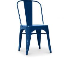 Sedia stile Tolix sedile quadrato - Nuova Edizione - Metallo Blu scuro