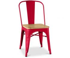 Sedia Tolix Quadrati in Legno Pauchard Style - Metallo Rosso