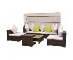 Set Divani da Giardino 7 pz con Tettoia in Polyrattan Marrone - Marrone - Vidaxl