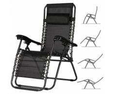 Sedia da Giardino Poltrona Relax Pieghevole Gravita Zero Acciaio Texilene Nero