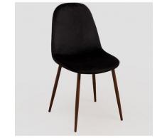 Sedia in Velluto Glamm Nero Legno scuro - Sklum