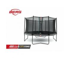 SOLO TRAMPOLINO Tappeto elastico da giardino rotondo 430cm – grigio. Rete con ingresso a chiusura