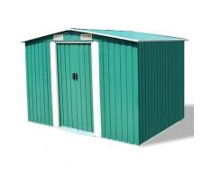 vidaXL Capanno per Attrezzi in Metallo Verde 257x205x178 cm - Verde