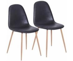 HOMCOM Set 2 Sedie in Stile Eames con Rivestimento Lino per Casa e Ufficio Nero 54x44.5x86 cm