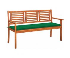 Panchina da Giardino 3 Posti e Cuscino 150cm Massello Eucalipto - Vidaxl