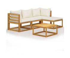Set Divani Giardino 5 pz con Cuscini Legno Massello di Acacia