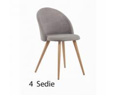Bricoshop24 - 4 Sedie in Legno Velluto Imbottite Salone Salotto Moderna Sala da Pranzo Cucina