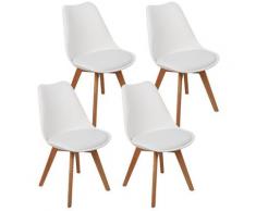 4 sedie BREKKA Design scandinavo contemporaneo nordico, sgabello da cucina bianco