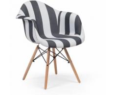 SKLUM Sedia con Braccioli Brich Scand Tappezzata a Righe Grigio Antracite Legno Poliestere