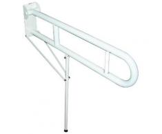 Maniglione barra cm 80 con porta rotolo bianco e rinforzo verticale a terra