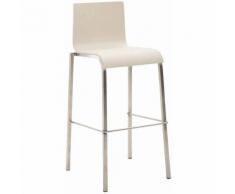 Sgabello bar Kado in polipropilene - gambe quadrate Crema Acciaio inox