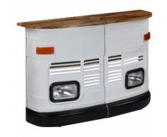 Tavolo da Bar Camion in Legno Massello di Mango Bianco