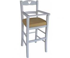 Seggiolone in legno laccato bianco con seduta in cuscino beige/crema