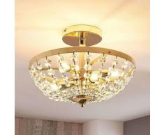 Plafoniera color ottone Jonak con cristalli