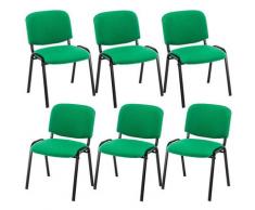 Set 6x Sedie Ufficio Ken In Tessuto Verde