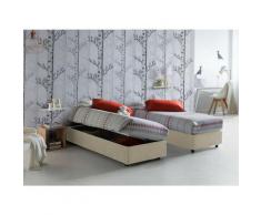 Letto Silvia singolo con contenitore, Made in Italy, in tessuto, cm 90x200, con apertura laterale,