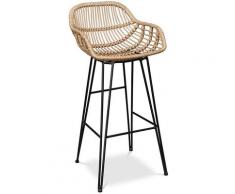 Sgabello da bar in vimini sintetico 75cm - Many Legno naturale