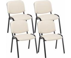 Set 4 Sedie Ufficio Visitatore Ken Imbottite In Similpelle Crema