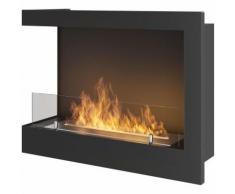 Camino A Bioetanolo Da Incasso 60x45 Cm Con Vetro Dumas Corner 600 Left Nero