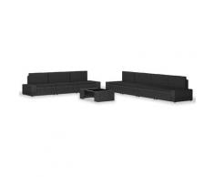 Set Divani da Giardino 8 pz in Polyrattan Nero