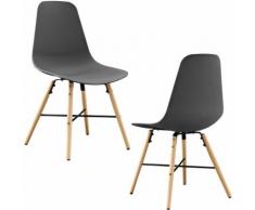 Sedia design in un set di 2 - 85,5 x 46cm - grigie - sedie sala da pranzo plastica retro