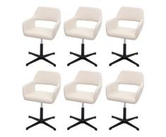 Set 6x sedie sala da pranzo HWC-A50 IV design retro acciaio nero ecopelle avorio