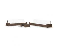 Set Divani da Giardino 8 pz in Polyrattan Marrone