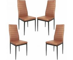 Set 4 Sedie Moderne Sala da Pranzo, con Schienale, piede cromato Marrone