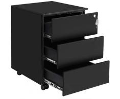 Songmics - Cassettiera da Ufficio Studio Scrivania, Mobiletto con Ruote per Documenti e