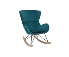 Sedia a dondolo design velluto petrolio ESKUA