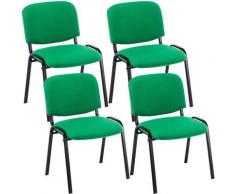Set 4 Sedie Ufficio Visitatore Ken Imbottite In Tessuto Verde