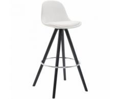 Sgabello Franklin in similpelle gambe rotonde Bianco Nero