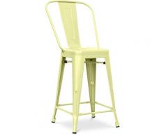 Sgabello da bar Tolix quadrati con schienale Pauchard Style - 60cm Pastel yellow