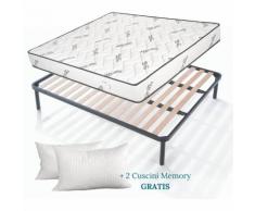 EVERGREENWEB - Kit Rete e Materasso Matrimoniale 180x200 ALOE VERA Alto 20 cm con COPPIA CUSCINI
