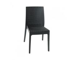 6PZ SEDIA IMPILABILE ANTRACITE - in RESINA effetto RATTAN - Made In Italy