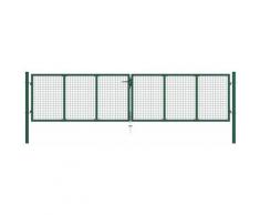 Cancello da Giardino a Rete in Acciaio 400x125 cm Verde