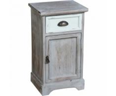 Comodino Shabby in legno di paulonia L35xPR30xH62 cm finitura grigio anticato