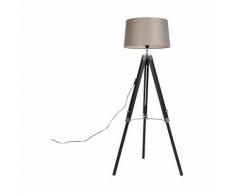 QAZQA Lampada da terra regolabile tripod - Industriale - Legno,Tessuto,Acciaio - Nero/Grigio